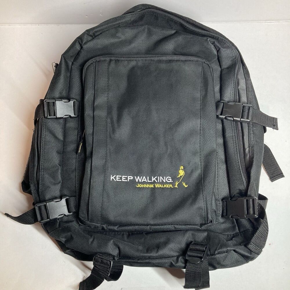 Johnnie Walker Whiskey Keep Walking Embroidered Black Backpack